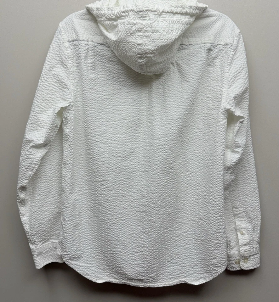Белая рубашка с капюшоном Supreme Seersucker с длинным рукавом размер Маленький - Изображение 4 из 4