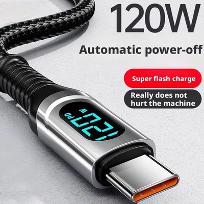 120W USB C Datenkabel 6A Superschnelles Aufladen Digitalanzeige Typ-C  
