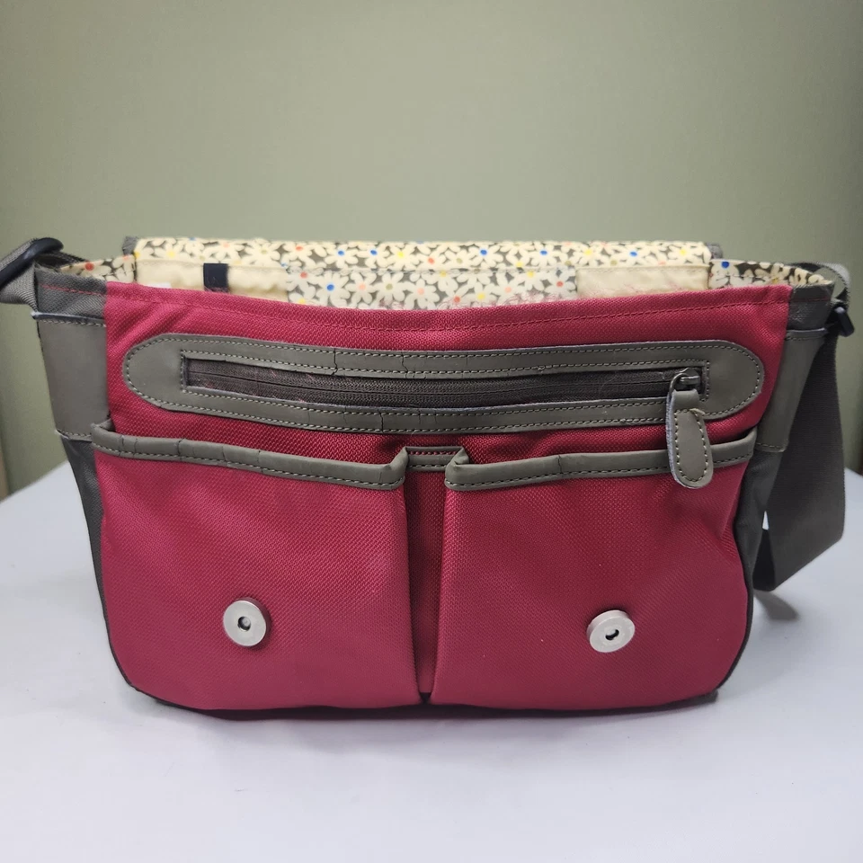 Sherpani Trevina Crossbody Messenger Crossbody Bag Red w Floral Interior *Issue - Image 3 of 4