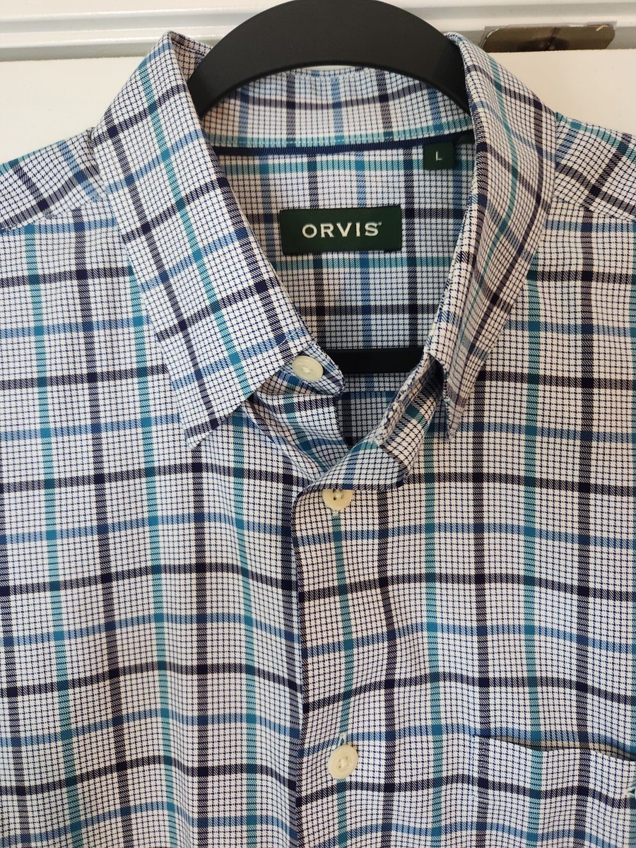 Orvis Mens Wrinkle Free Cotton Sport Dress Shirt Size Large Worn Once Crisp Orvis Mens Wrinkle Free Cotton Sport Dress Shirt Size Large Worn Once Crisp