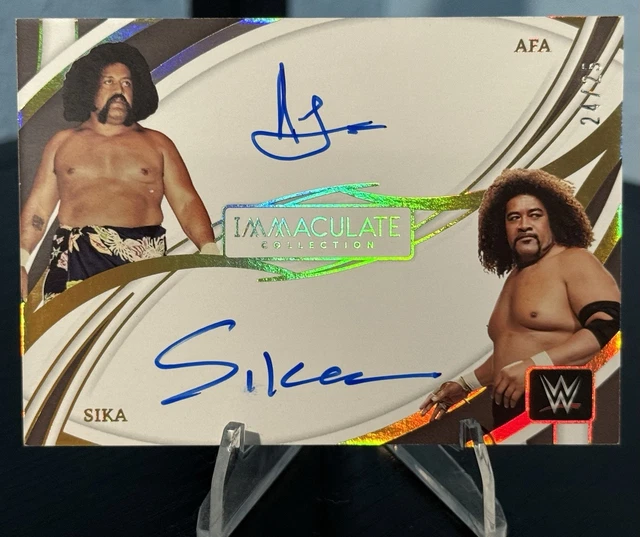 2022 Panini Immaculate WWE Dual Autographs Afa And Sika Wild Samoans /25