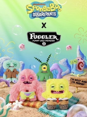 Zuru Fuggler x Spongebob Squarepants Keychain Plush Ring set of 5 Brand New Gift