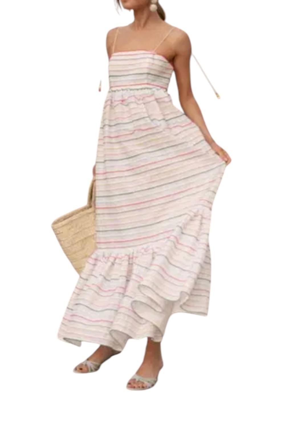 Zimmermann Zinnia Embroidered Scallop Midi Dress |Sz 1, Cotton, White, Tie Close