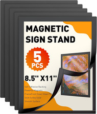 Magnetic Sign Holder 5 Pack - 8.5"x11" Self-Adhesive Frame for Home & Office
