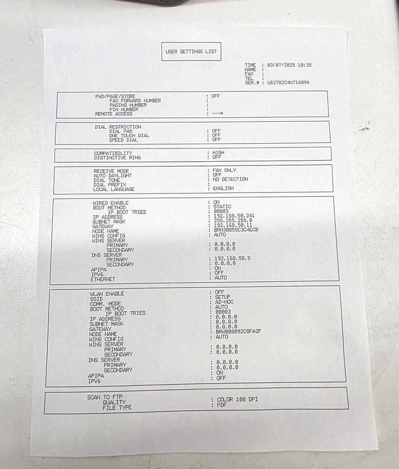 Brother MFC-7860DW Wireless Duplex Scanner Fax Copier Workgroup Printer - Image 4 of 4