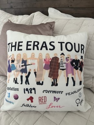 Taylor Swift The Eras Tour Decorative Pillow 18x18 White plus insert 