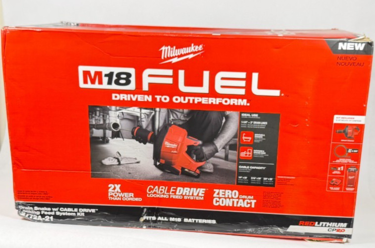 Milwaukee 2772A-21 M18 FUEL Drain Snake with Cable Drive Locking Feed System