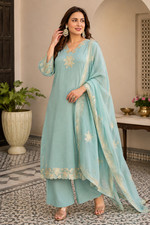 Pakistani Designer Embroidered 3 PC Salwar Kameez Suit with Dupatta Party Wear
