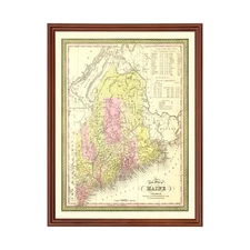 Old Map of Maine 1855 - Vintage Maine Art