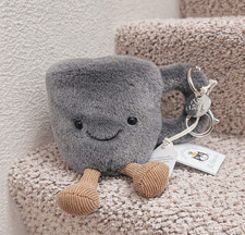 Coffee Cup Plush Keychain Bag Charm Amuseables Cute Soft Toy Gift NWT Jellycat