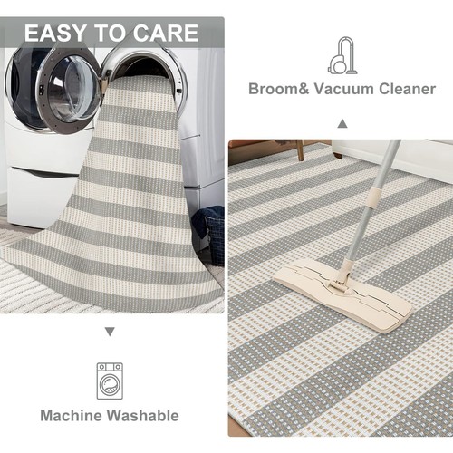 Striped Outdoor Rug 4x6, Washable Front Porch Rug, Spring Plaid Door Mats Out... - Picture 4 of 7