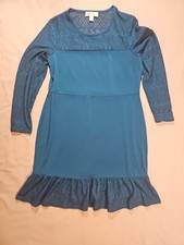 MICHAEL KORS Women's Lace Long Sleeved Teal Dress Size XL