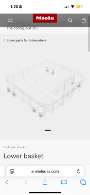 Miele lower dishwasher basket 54 saucers. Color is white.