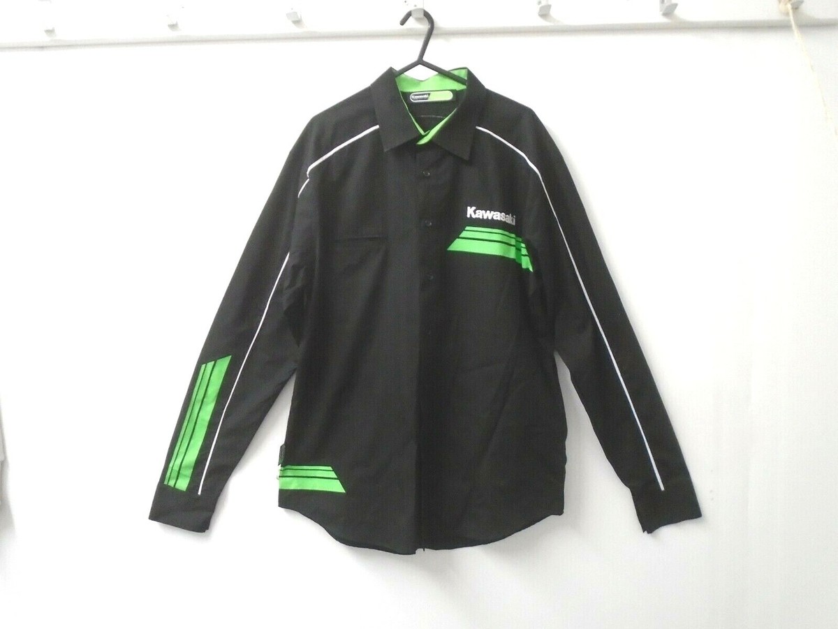 Kawasaki Official Long Sleeve Black Green Shirt Size Small