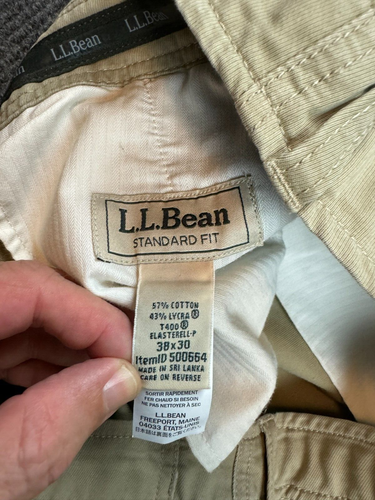 LL Bean Standard Fit Chino Pants Men's 38x30 Khaki, Item ID #500664 Cotton Blend - Picture 7 of 11