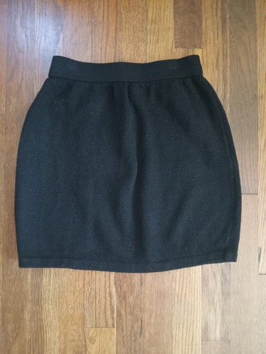 St. John Basics Vintage Women's Black Mini Knit Skirt Size 2 Gold Logo Tag - 第 4/7 張圖片