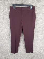 Charter Club Slim Ankle Leg Dress Pants Womens 6P Burgundy Mid Rise Career Chic