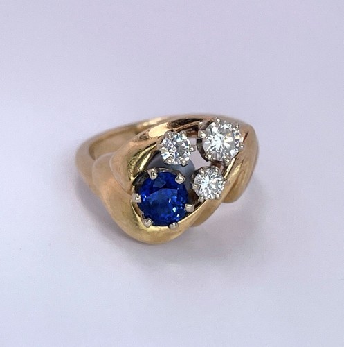 Unheated Cornflower Blue Sapphire Diamond Ring No Heat Ceylon Sapphire Ring 14K - 第 3/10 張圖片