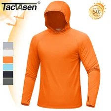 Mens UPF 50+ Sun Protection Shirts Quick Dry Long Sleeve Rash Guard Hoodie Shirt