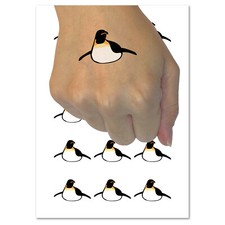 Cute Emperor Penguin Laying or Sliding on Belly Temporary Tattoo Set