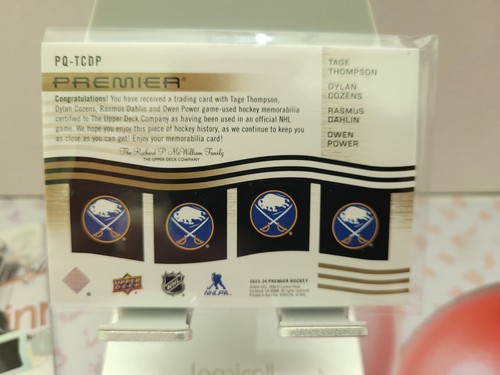 2023-24 Premier Quad Patch T.Thompson/Dylan Cozens/Rasmus Dahlin/Owen Power /5 - Picture 2 of 2