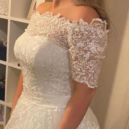 Beautiful Floor Length Ivory Wedding Dress With Corset Back.....uk 12 - Picture 6 of 8