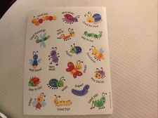 Vintage Hallmark Sticker Sheet Bugs Insects Positive Reinforcement