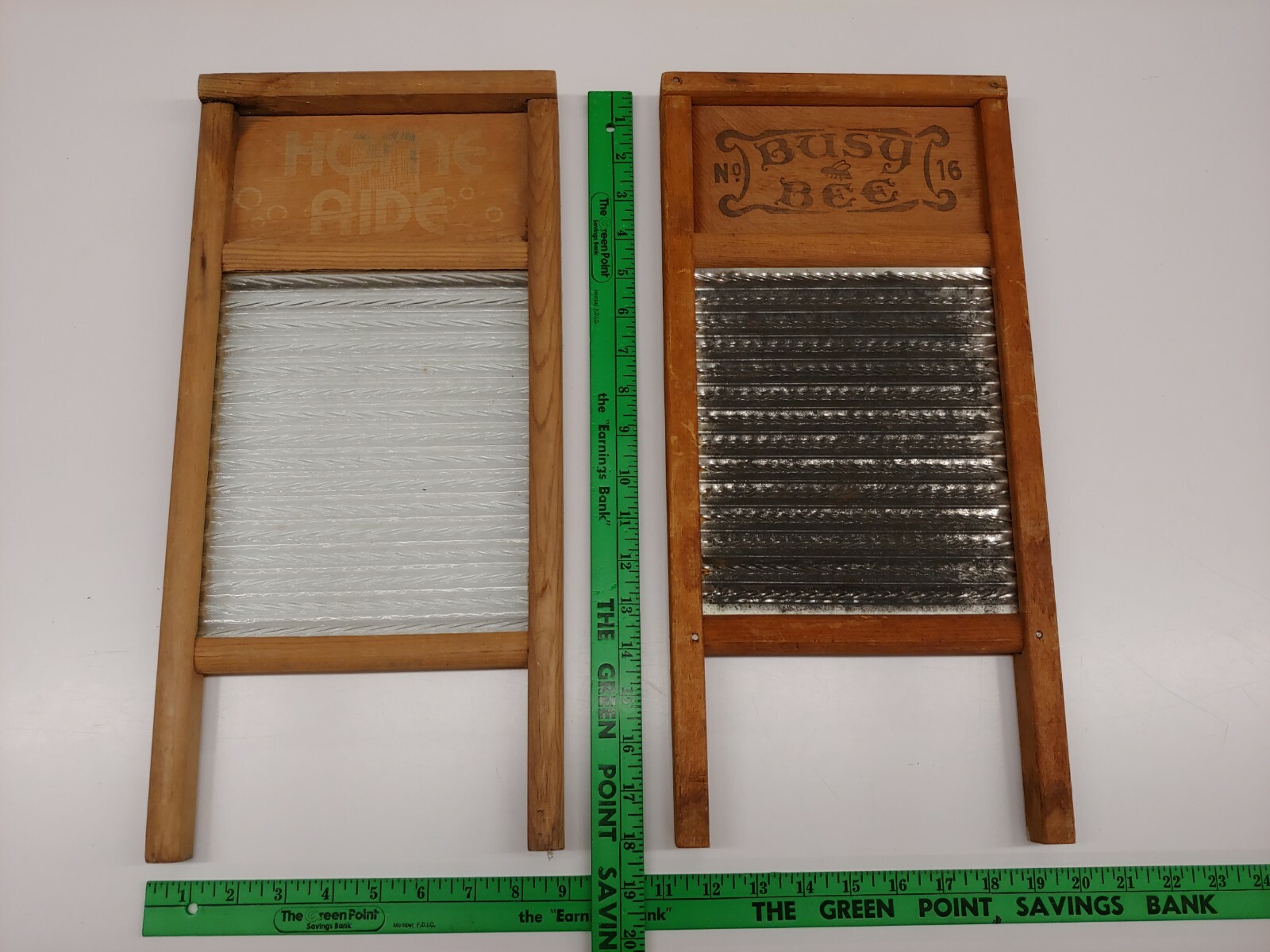 Pair Of VTG / Antique Washboards Home Aide Columbus Washboard Co & Busy