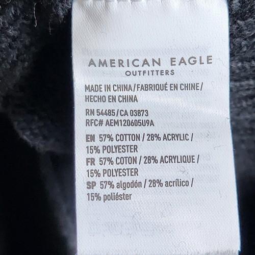 American Eagle Men's Sweater Med Pullover Black Fair Isle Grandpa Preppy Y2K - Picture 7 of 9