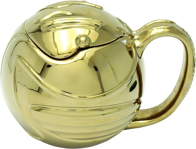 OFFICIAL HARRY POTTER 3D SHAPED GOLDEN SNITCH COFFEE CUP MUG WITH LID IN BOX ABY