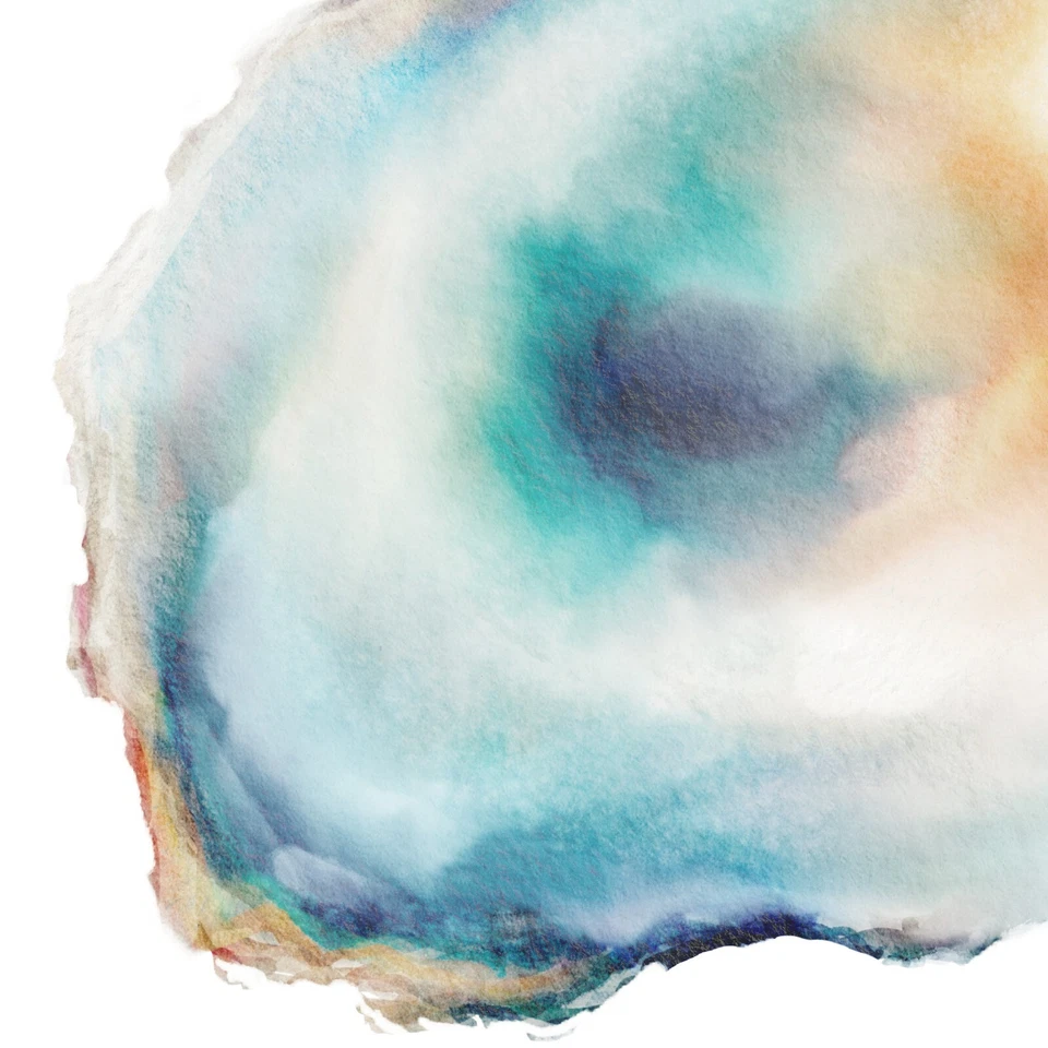 Impresión de póster de pintura de acuarela de ostras, arte de decoración de casa de playa concha de ostras Foto 2 de 2