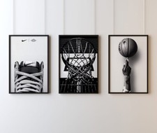 Set of 3 Nike Basketball Art pieces canvas wall art home decor