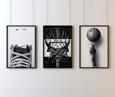 Set of 3 Nike Basketball Art pieces canvas wall art home decor