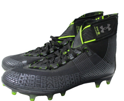 Under Armour Football Cleats Highlight MC Black Hi Double Strap Mens Sz 10