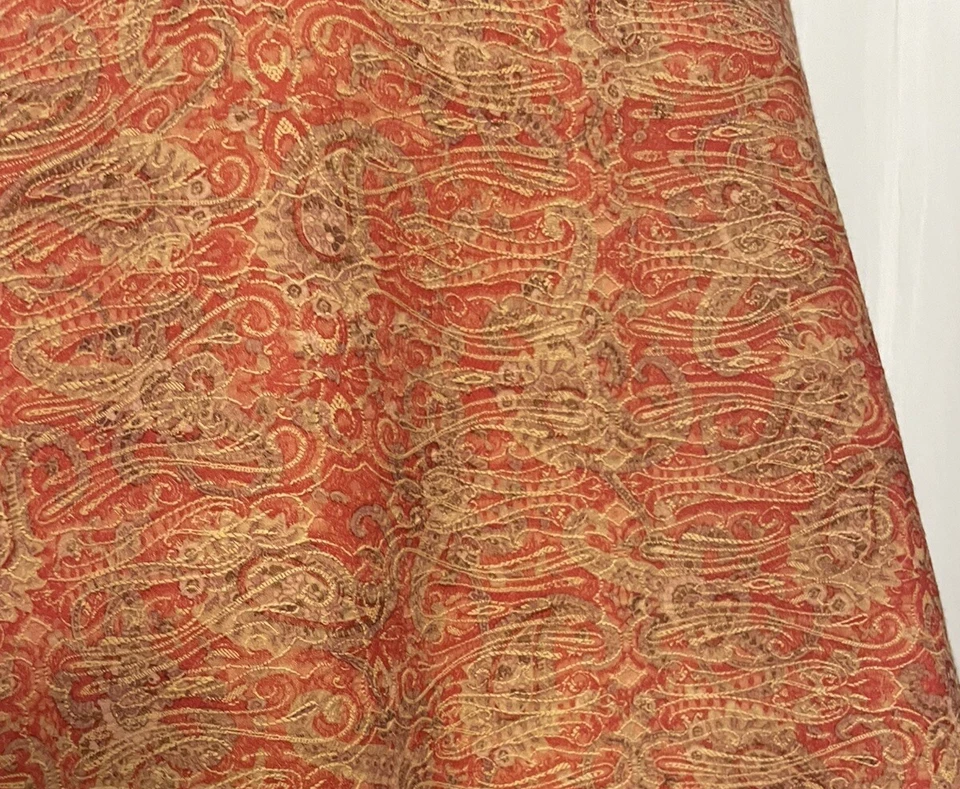 Mezcla de Algodón Brocado Paisley Naranja Rojo Amarillo Tela 1.75 Yardas Largo 60" Ancho Foto 4 de 4