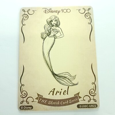 Ariel Little Mermaid Card Fun Wood Sketch Card Disney 100 Anniversary Carnival 