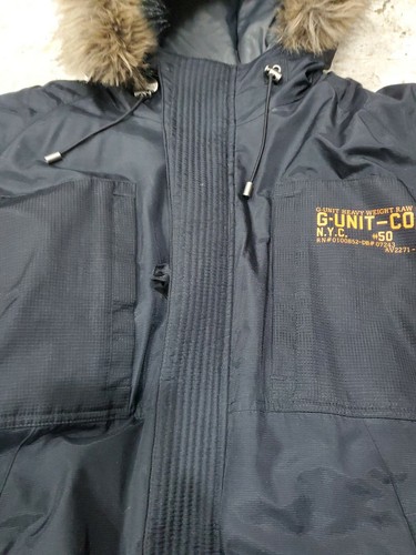 AMAZING G Unit Black Zip Fur Hooded Winter Jacket Coat Men's Size XL 50 Cent HTF - Picture 6 of 11