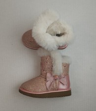 Juicy Couture Lil Windsor Pink White Glitter Faux Fur Boots Size 7C