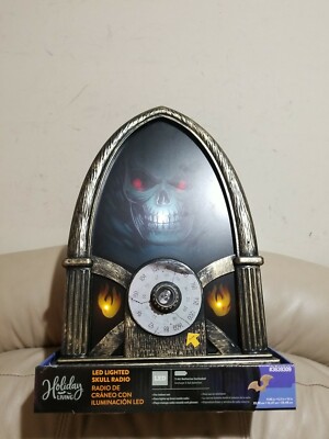 Holiday LED lighted skull Radio Retro LED Lights & Sounds Animated Halloween 
