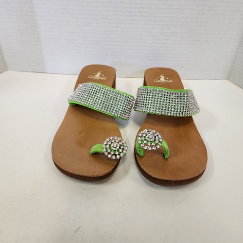 Corky's Sandalen Flip Flop Slipper Pantoletten 8 limettengrün Strass Maximalist - Bild 2 von 10