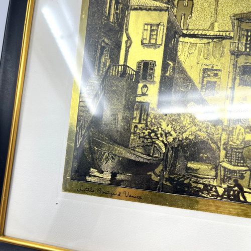 4 cuadros artísticos grabados en lámina de oro enmarcados de colección de Lionel Barrymore Boats Ocean - Imagen 5 de 13