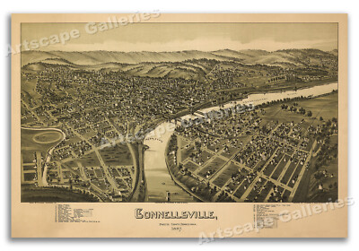 Connellsville Pennsylvania 1897 Historic Panoramic Town Map - 20x30