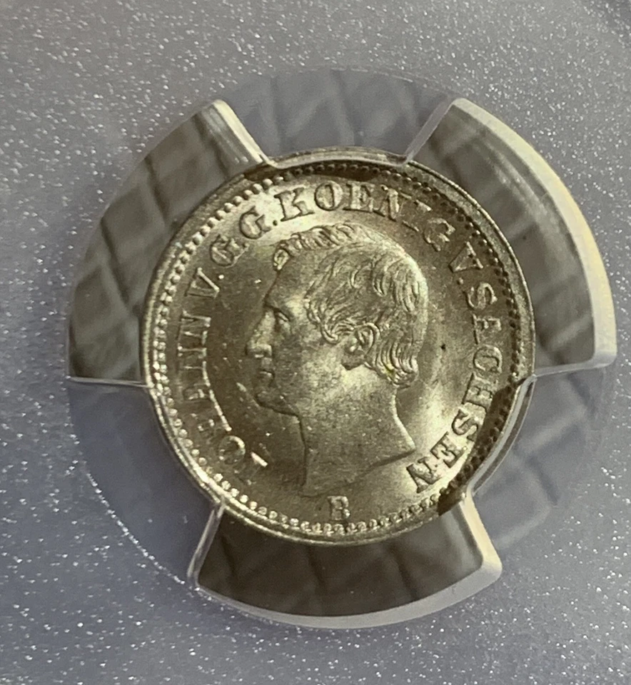 1868 GROSCH SAXONY SILVER COIN PCGS MS64 - Image 2 of 4