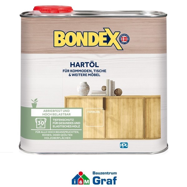 Bondex HartöL Farblos 2,5 L HolzöL MöBelöL Holz-ImpräGnierung FüR Innen /#873301-image