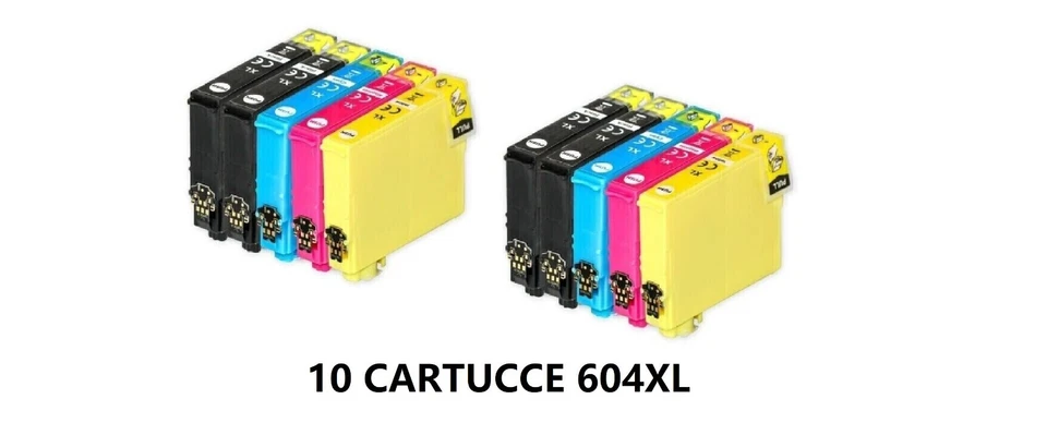 10 CARTUCCE 604XL PER EPSON WF-2910 WF-2950 WF-2930 XP-2200 XP-4200 Compatibili