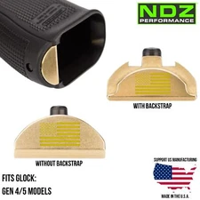 NDZ Glock Gen 4/5 17 19 22 23 34 45 Weighted Brass Grip Frame Slug Plug Gold