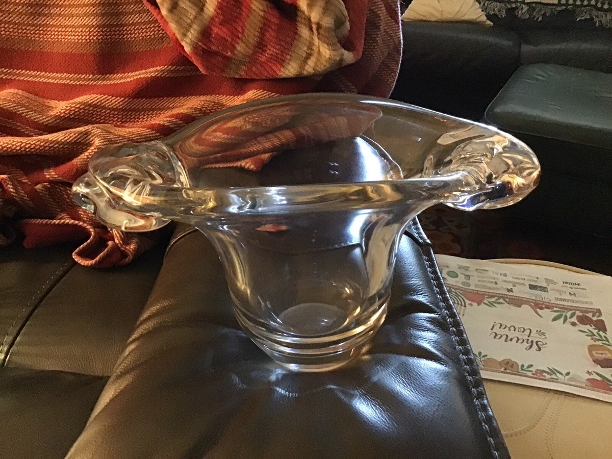 Daum Nancy French Clear Crystal Free Form Vase Bowl 13x7x8 | eBay
