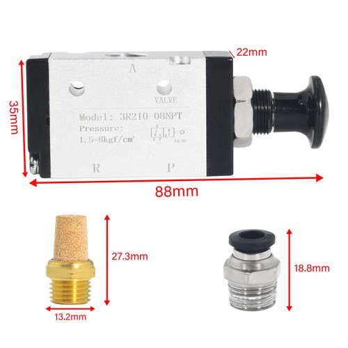 1pc 3R210-08 3 Ways 2 Position 1/4" Hand Lever Control Pneumatic Air Valve - Picture 10 of 12