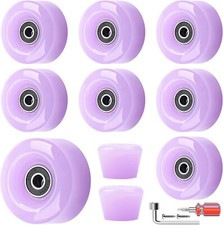 8Pack Violet 32 x 58 82A Quad Roller Skate Wheels Replacement Double Row Skating