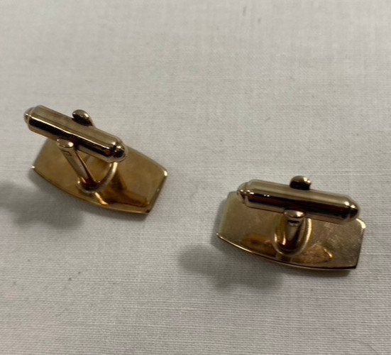 Hickok Gold-Tone Cufflinks~Rectangular Black Oval… - image 6